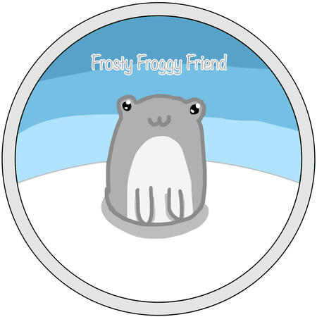 “Frosty froggy friend” featuring Peeper the silly frog that changes depending on time and weather!