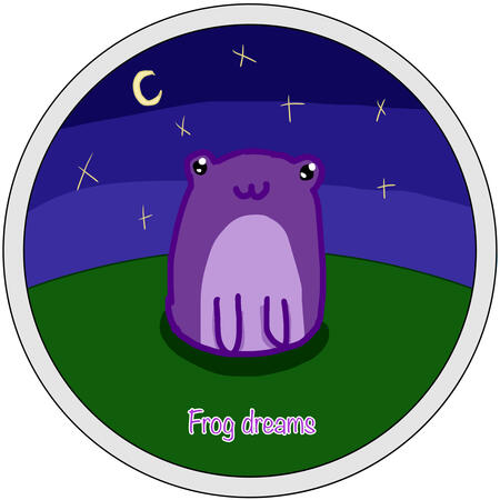 “Frog dreams” featuring Peeper the silly frog that changes depending on time and weather!